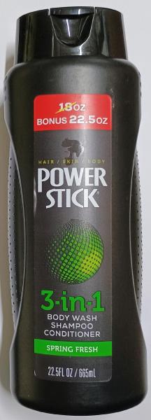 POWER STICK 3-in-1 Body wash, Shampoo, Conditioner 'Spring Fresh' 665 ml USA